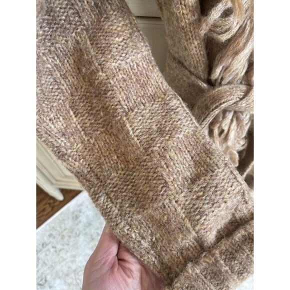 NWT $378 Joie Klara‎ Wool/alpaca Belted Fringe Cardigan Caramel XS Super Soft - Picture 8 of 11